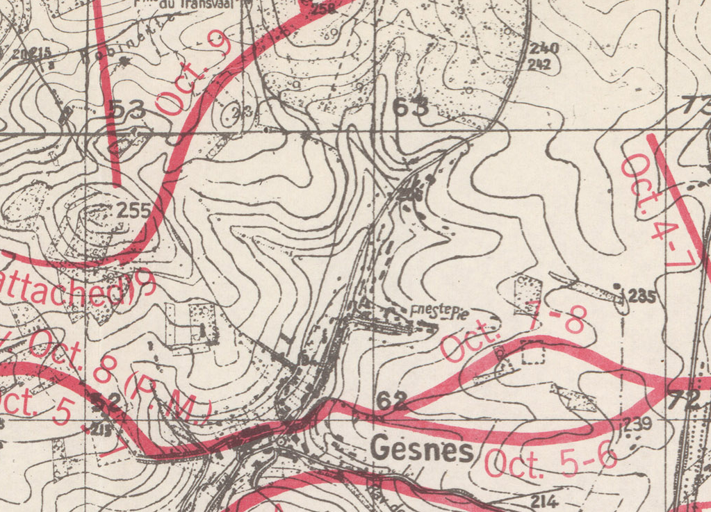 Area of Operations for the 126th Infantry in early October, 1918.